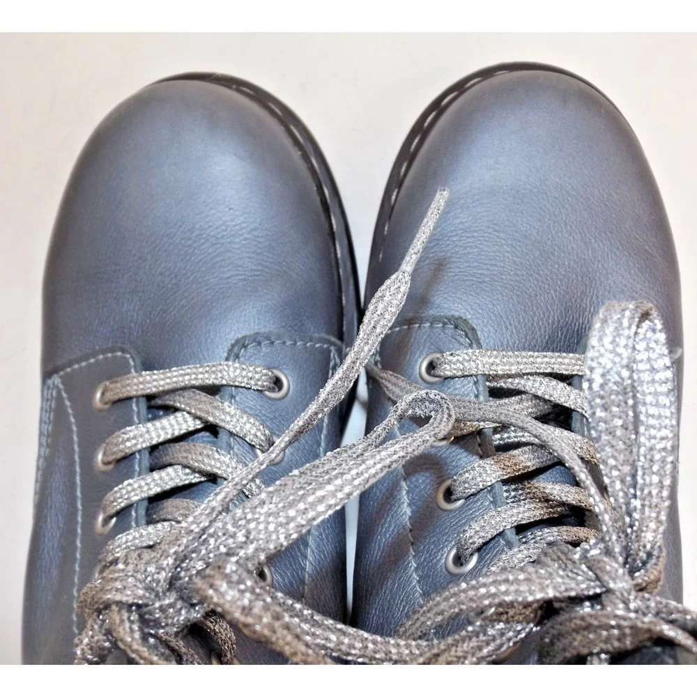 Dr. Martens DOCA 1460 Pascal Boot Gunmetal Metallic SPARKLE LACE unisex -GIRLS 5